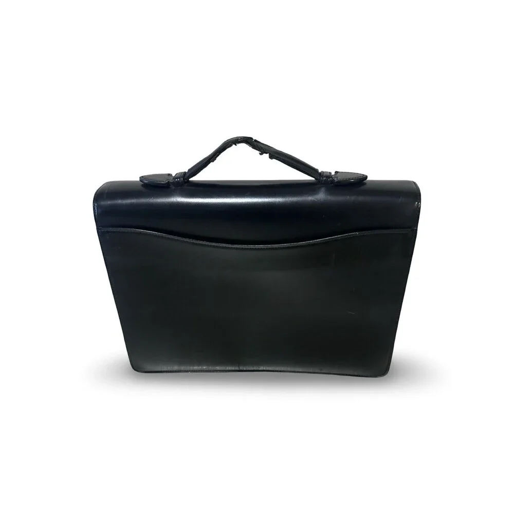 DUNHILL BLACK CALFSKIN LEATHER DOCUMENT CASE BRIEFCASE BAG 100% GENUINE ~$1550